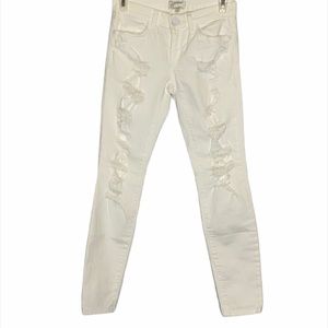 Current/Elliott The Stiletto White Tattered Jeans Size 23